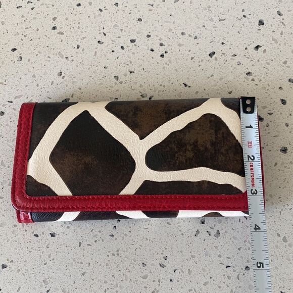 Fashion Women’s Wallet Vegan Leather Synthetic Cow Printed  Red Trim New - Picture 6 of 9